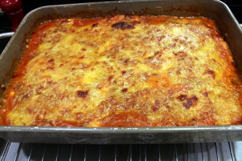 Zucchini and Spinach Lasagna Out of the Oven