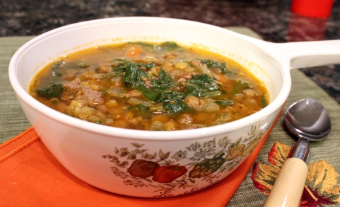 Ground Beef and Green Lentil Soup