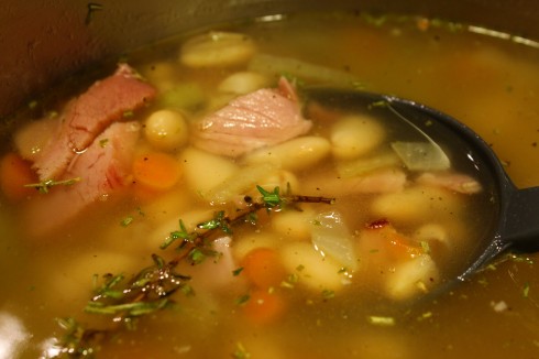 Simmering the Ham and Bean Soup