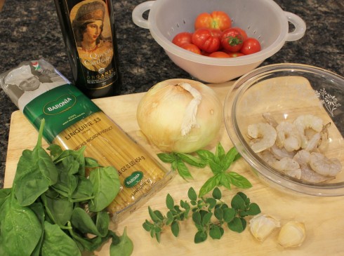Shrimp and Pasta Dish Ingredients