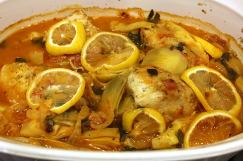 Cooked Chicken in Veggie Salami Sauce